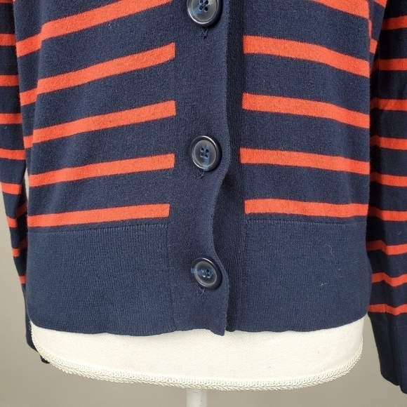 J Crew Red Blue Stripe Cardigan Cropped - Picture 4 of 9
